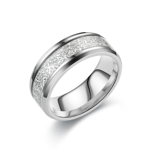 Rime Silk Pattern Titanium Steel Ring for Men