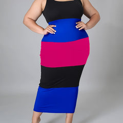 Colorblock Square Neck Maxi Tank Dress