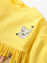 Toddler Girls' Dogs Graphic Long Sleeve Princess Dress