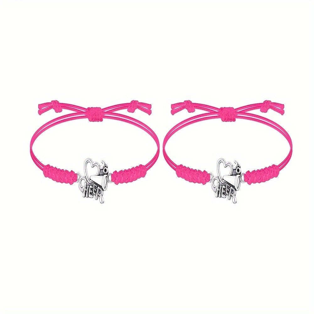 2pcs Cheerleader Charm Bracelet Adjustable For Cheer Team