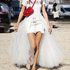 Romantic Tulle Bustle Skirt Women's Floor Length Tutu