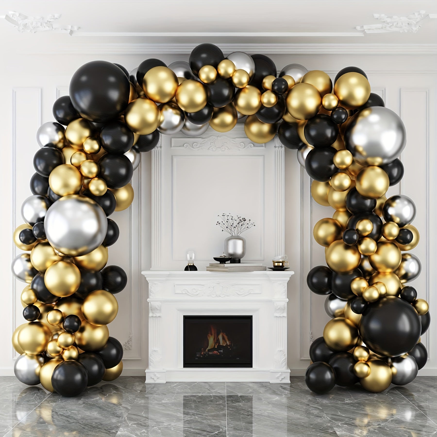 124pcs Golden & Silvery Balloons Wreath Arch Set for Party Decorations