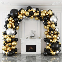 124pcs Golden & Silvery Balloons Wreath Arch Set for Party Decorations