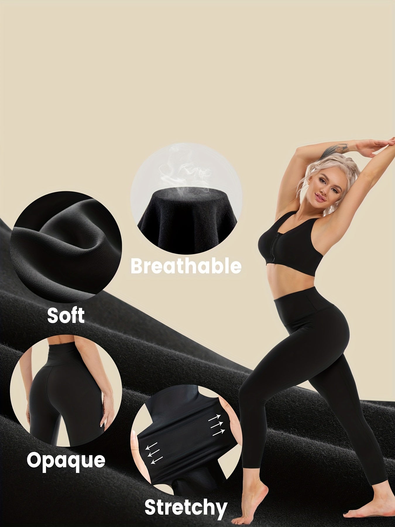 5Pcs Solid Yoga Leggings High Waist Tummy Control Stretchy Yoga Pants