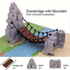 Blocks Drawbridge Set Mountain Jungle Forest Construction Building Bricks DIY