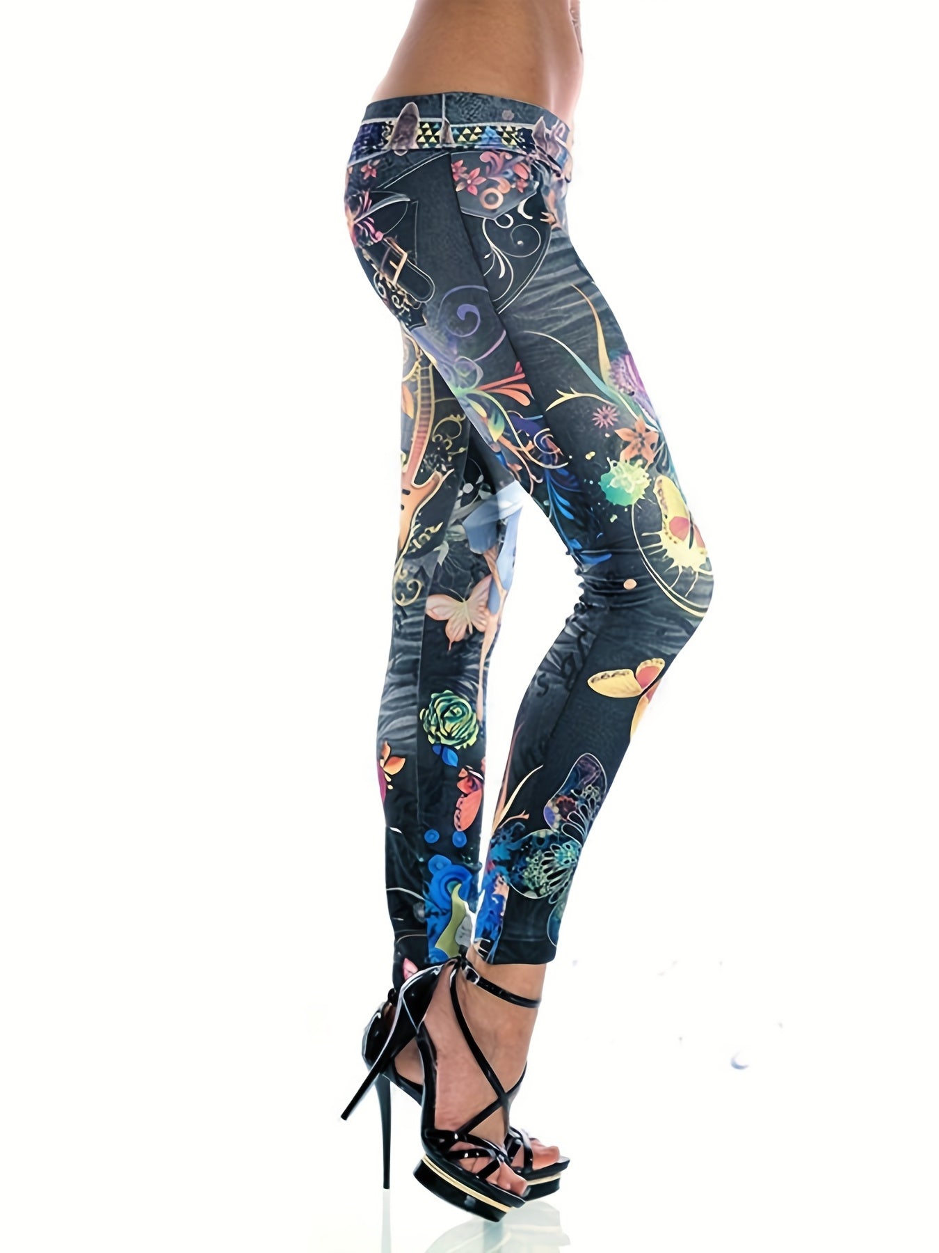 Graphic Print Skinny Leggings Casual Every Stretchy Leggings