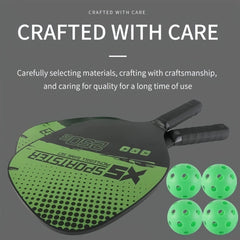 Wooden Pickleball Paddle Set with 2 Handles, 4 Balls & Bag