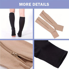 2 Pairs Compression Socks with Zipper for Women & Men