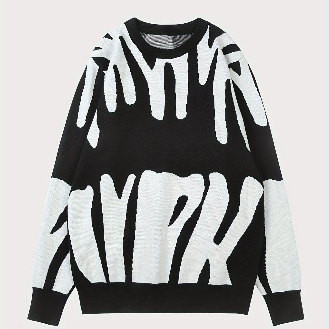 Men's Geometric Cable Sweater High Stretch Pullover