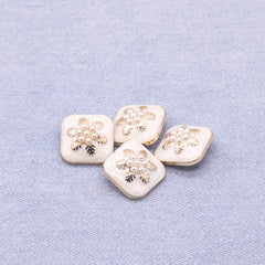 4pcs Snowflake Pattern Pearl Men's Decorative Buckle DIY Shirt Tie Coat