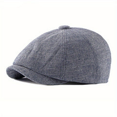 Men's Retro Beret Painter Hat Octagonal Newsboy Hat Cotton Linen Sun Hat