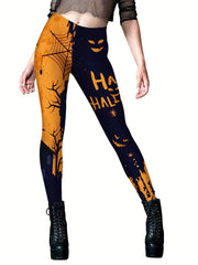Halloween Print Skinny Leggings Stretchy Leggings Women