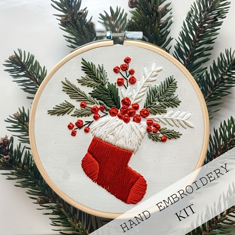 Christmas Embroidery Kit for Adults and Beginners - Seasonal Decoration DIY Set