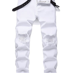 Men's Slim Fit Ripped Jeans Casual Stretch Slim