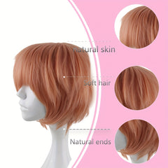 Brown Funky Dress Up Wig For Men Synthetic Fiber Wig For Costume Party Use