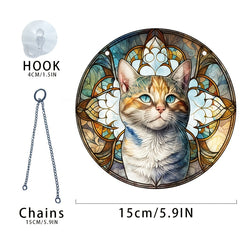 Christmas Cat Acrylic Glass Decorations Green Eyes Party Supplies