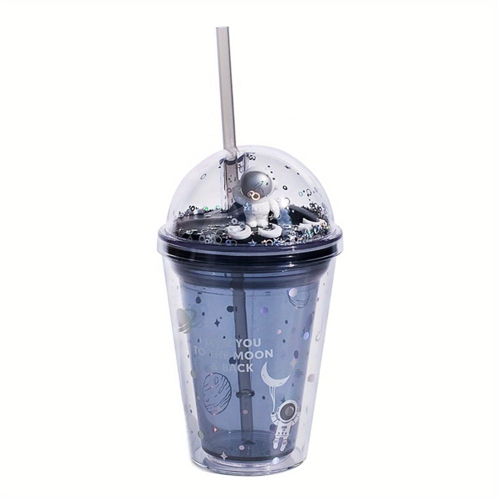 Space Cup 13oz Insulated Plastic with Lids Straws Hot Cold Drinks