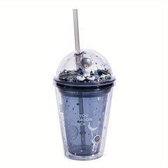 Space Cup 13oz Insulated Plastic with Lids Straws Hot Cold Drinks