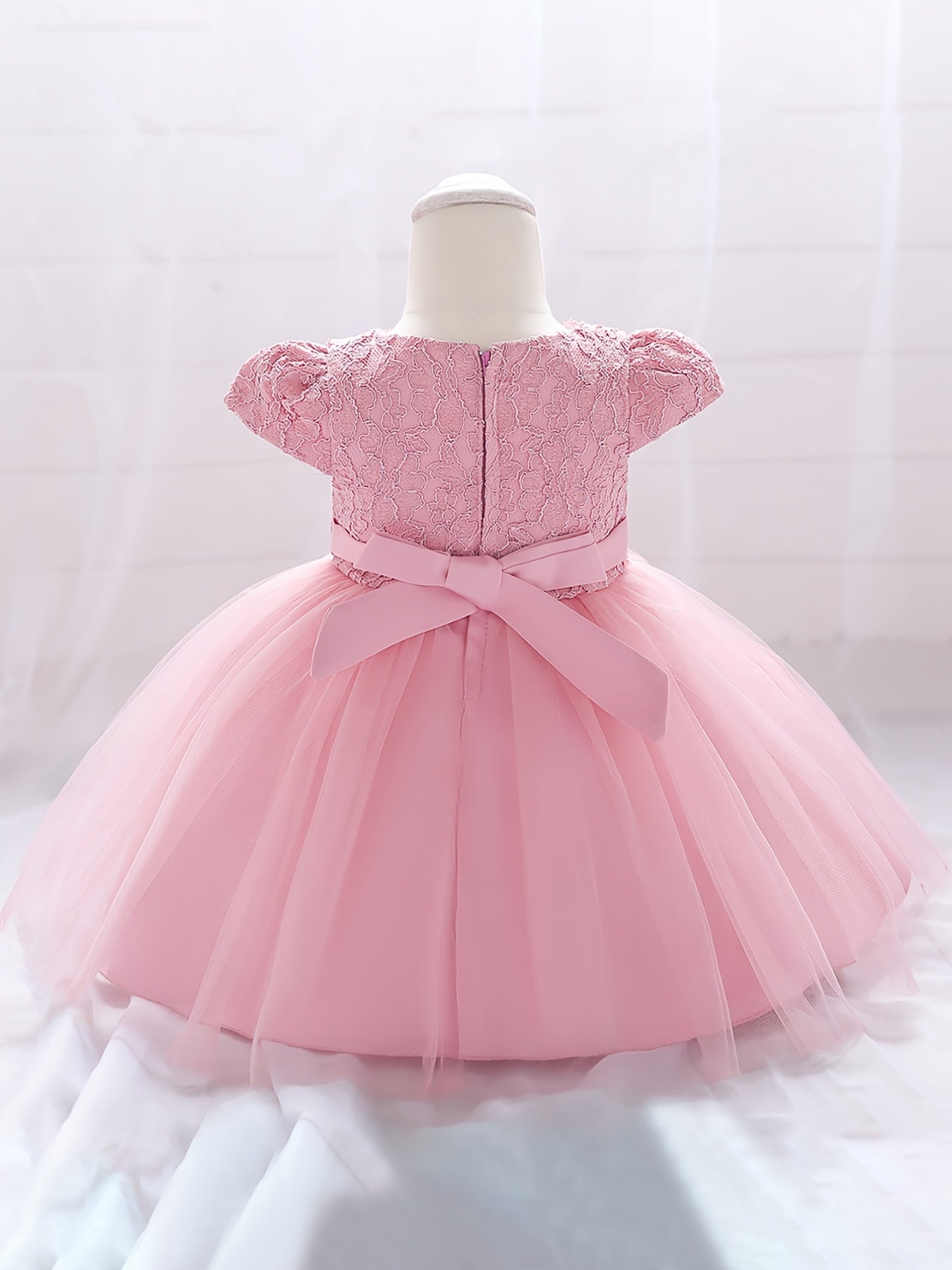 Baby Girls Puff Sleeve Mesh Princess Dress Clothes