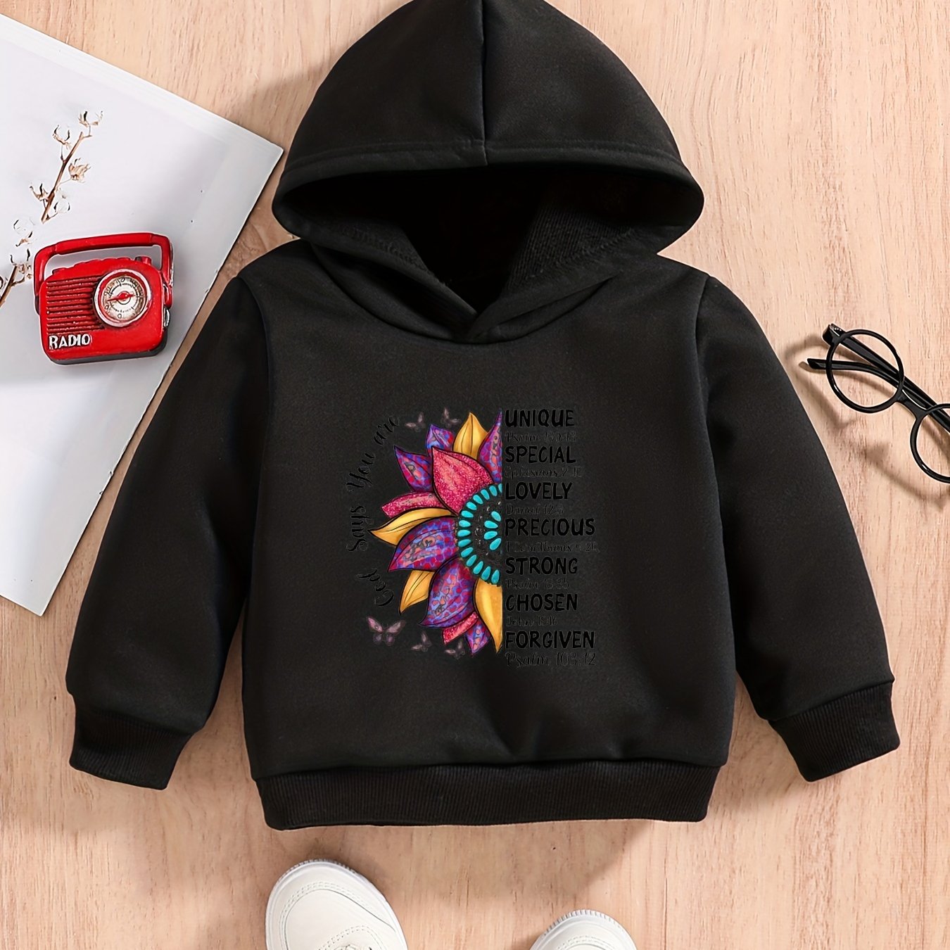 Baby Boys Flower Letter Print Hoodie
