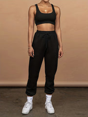 Casual Two Piece Set Tank Top & Drawstring Jogger Pants Outfit