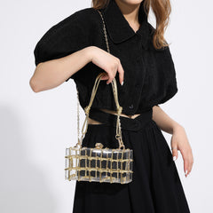 Mini Transparent Acrylic Hand Bag Solid Plaid Shoulder Bag