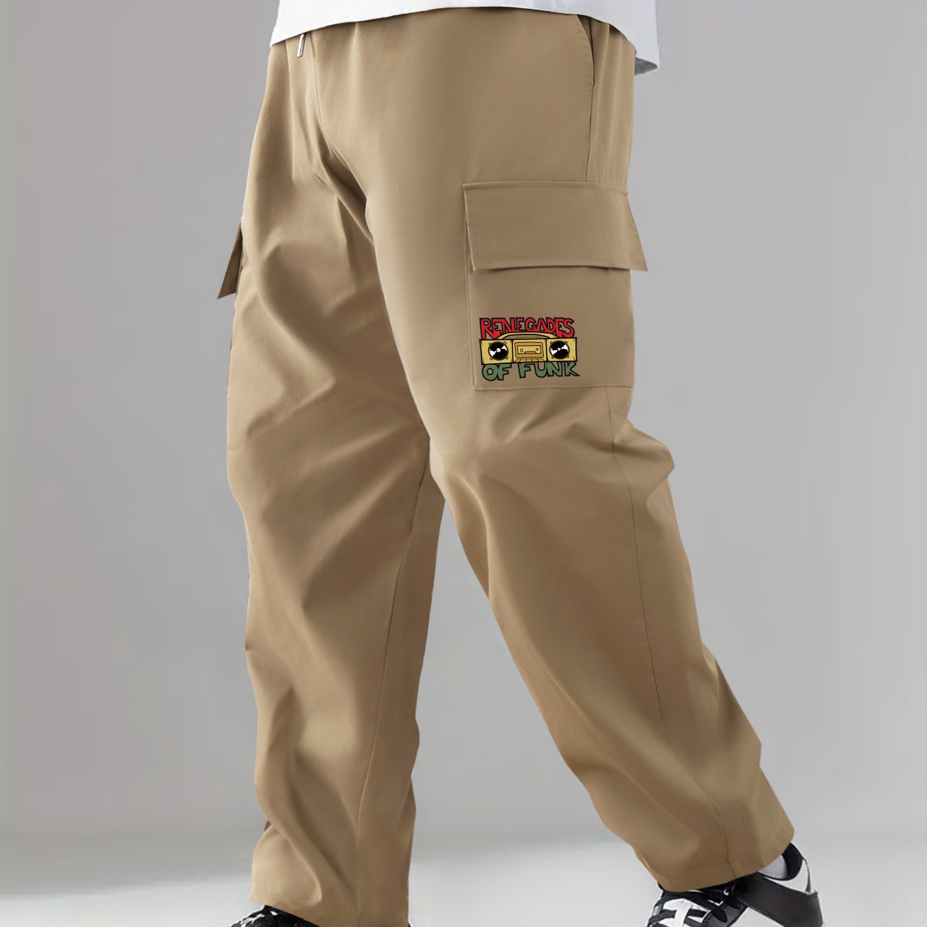 Pattern Print Straight Leg Cargo Pants Men's Work Pants