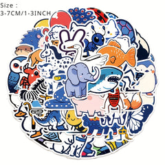 50pcs Cartoon Animal Series Stickers Waterproof Vinyl Stickers