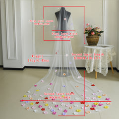 Colorful Floral Boho Bridal Veil for Hawaiian Theme