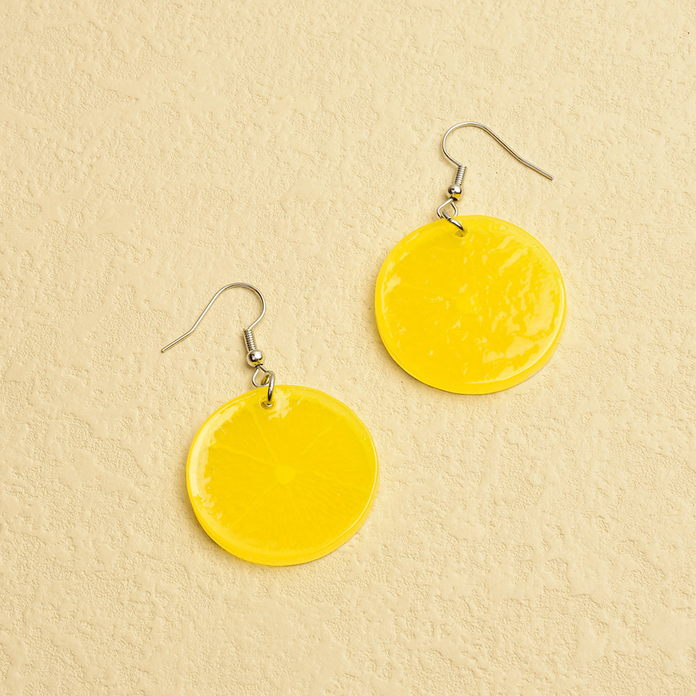 Fruit Dangle Drop Earrings Lemon Lime Orange Acrylic Summer Fun Jewelry