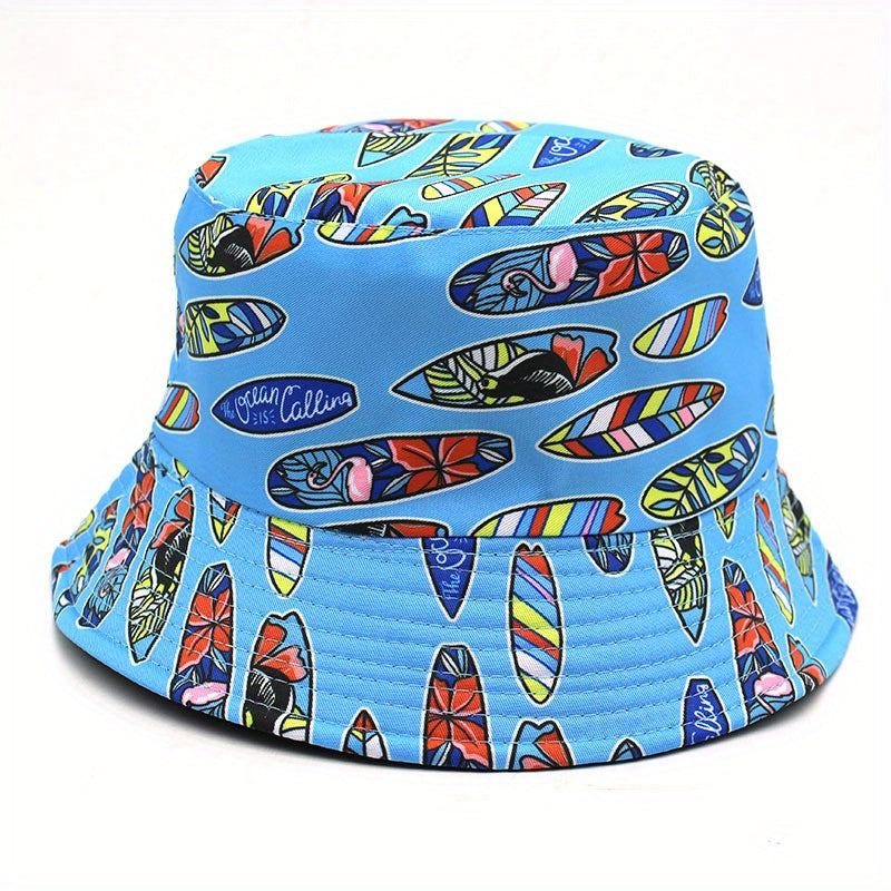 Colorful Skateboard Pattern Sunshade Bucket Hat for Outdoor Travel