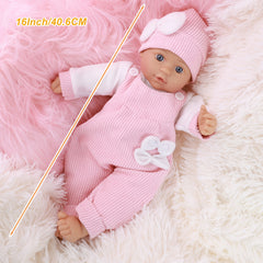 FUBCGS 16 Inch Realistic Reborn Baby Doll Soft Vinyl Body Pink Outfit Bow