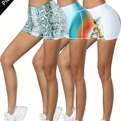 Printed High Stretch Quick Drying Yoga Shorts for Women