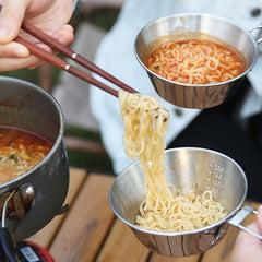 Stainless Steel Camping Bowl Set with Handle & Storage Bag