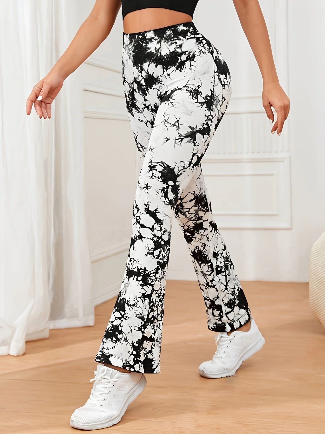 Tie Dye Yoga Flared Pants Athletic Bootcut Leggings for Women
