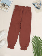 Girls Plain Bow Casual Pants Comfortable Breathable Capris