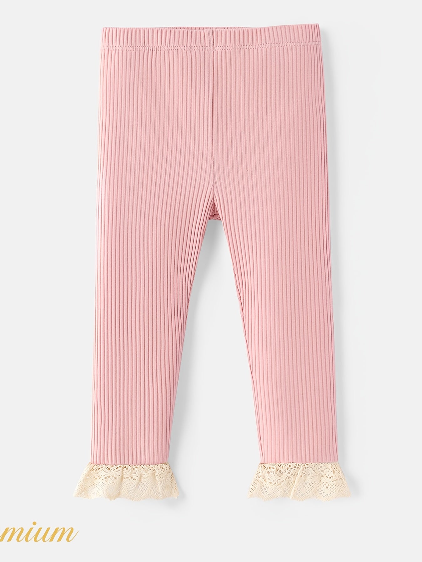 Baby Girl's Ribbed Knit Leggings Lace Up Trousers