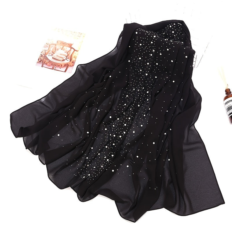 Wrinkles Chiffon Head Scarf Solid Bubble Wrap Shawl