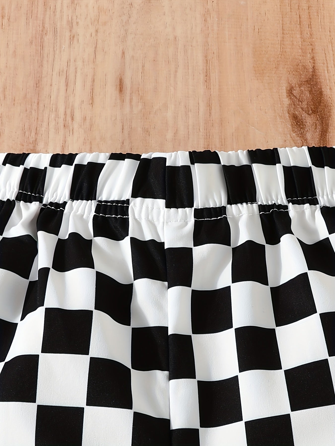 Girls Plaid Print Flare Leg Pants Elastic Waist Trousers