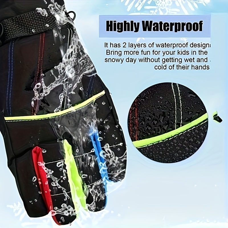 Kids Skiing Gloves Windproof Waterproof Warm Outdoor Sports Gloves