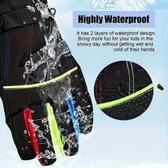 Kids Skiing Gloves Windproof Waterproof Warm Outdoor Sports Gloves
