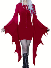 Halloween Gothic Crisscross Drawstring Dress