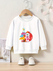 Christmas Unicorn & Tree Print Girls Sweatshirt Long Sleeve Crew Neck Tops