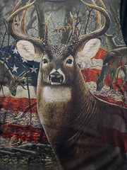 Patriotic Deer Print T Shirt for Men Comfortable 3D Print Crew Neck Tee