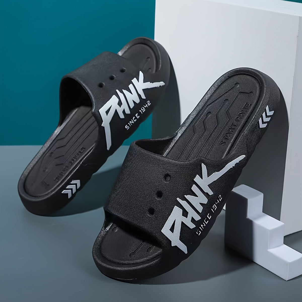 Men's PUNK Pattern Slides Soft Sole Slippers