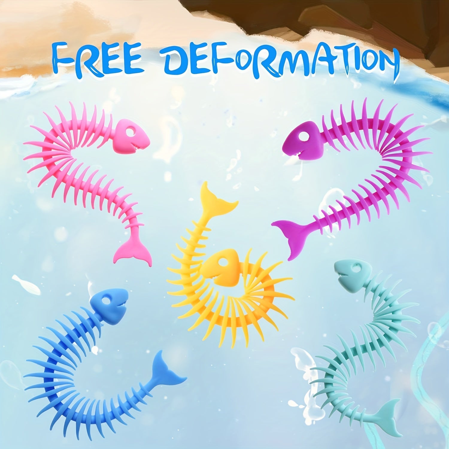 10pcs Fishbone Stretchy String Sensory Toys Anxiety Squeeze Toys For Adults