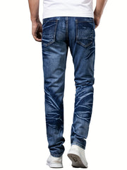 Men's Zipper Tie Dye Ripped Jeans Casual Street Style Denim Pants