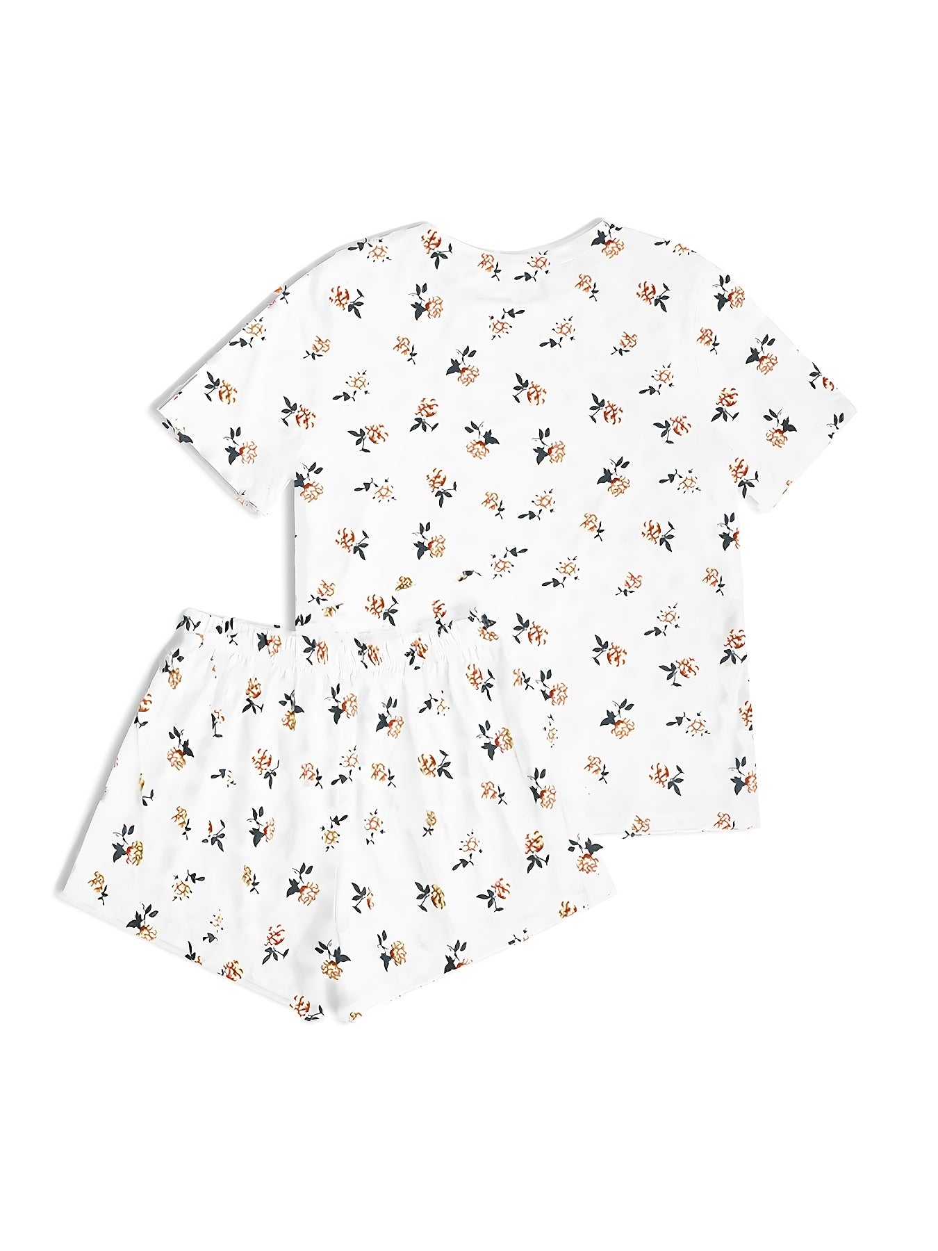 Floral Print Lounge Set Short Sleeve T Shirt & Shorts Women's Loungewear