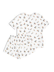 Floral Print Lounge Set Short Sleeve T Shirt & Shorts Women's Loungewear