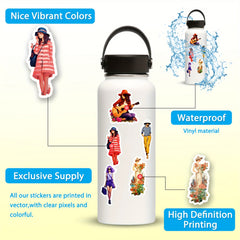 100pcs Urban Girl Dressing Stickers Four Seasons Character Graffiti DIY Stickers